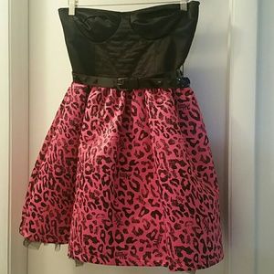 Abbey Dawn tube top pink leopard dress